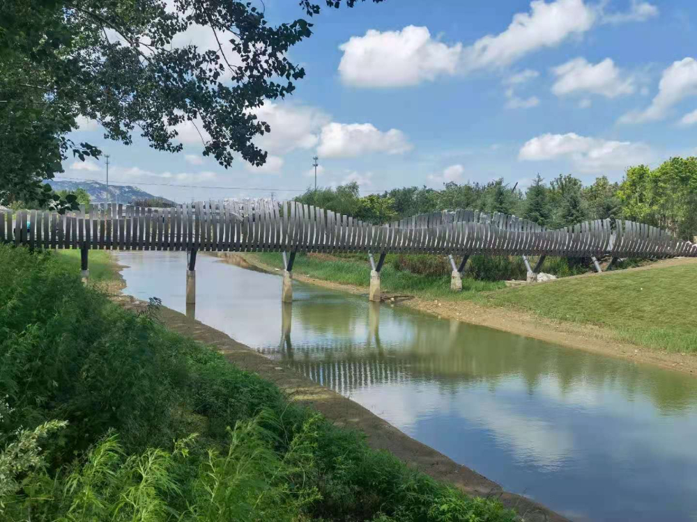 煙臺(tái)橋梁景觀工程八角河公園破繭橋施工中，敬請期待！—煙臺(tái)旭升鋼構(gòu)